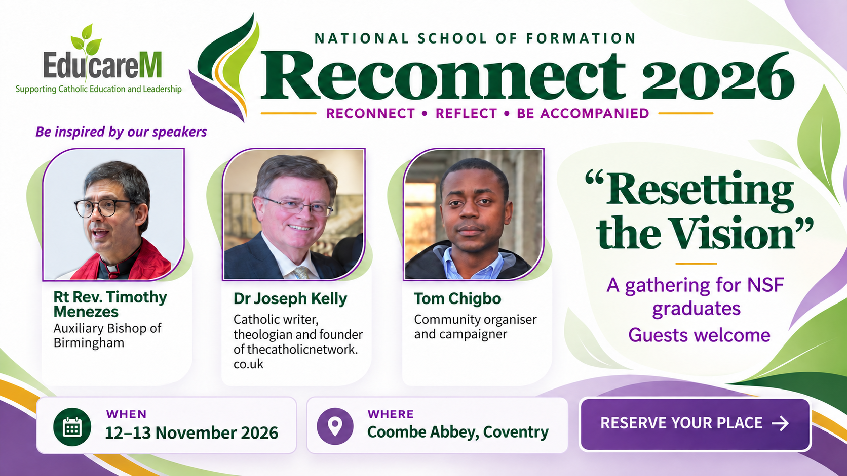 Reconnect 2026 with Bishop Timothy Menezes, Dr Joseph Kelly and Tom Chigbo